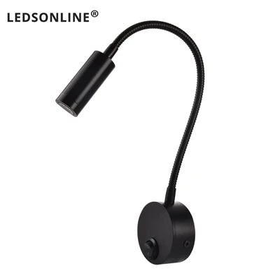 Black No Plug Настенный светильник lmap-бра с зажимом, 3 Вт, лампа для спальни, переключатель включения/выключения, белый, серебристый, черный, гибкий светильник для дома, прикроватный светильник для чтения s - Цвет абажура: Black No Plug