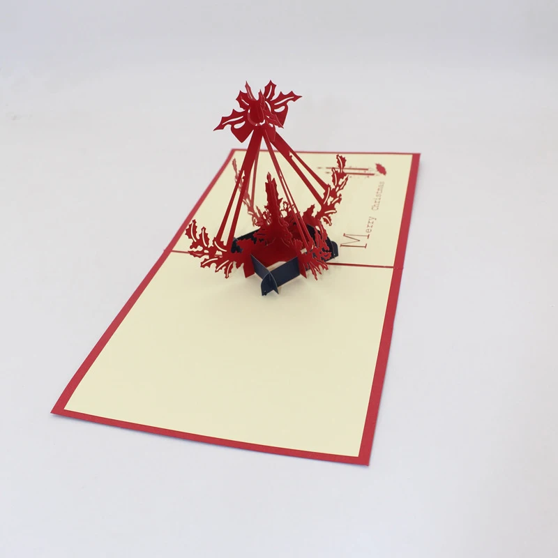 3D открытки ручной работы с Рождеством 2019 красными свечами Новогодняя открытка