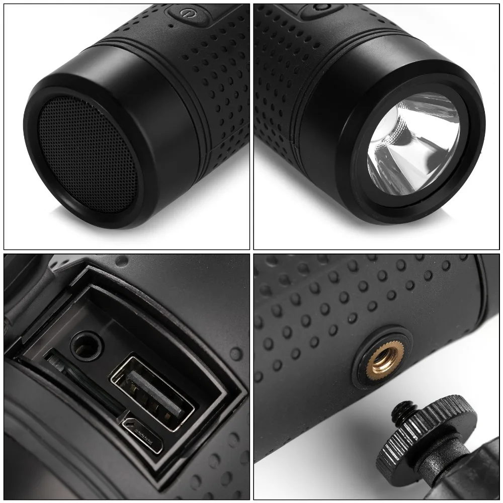 OS2 5200mAh Outdoor Bluetooth-compatible Speaker Waterproof Column Bicycle Portable Music Bass Speaker LED light Power Bank