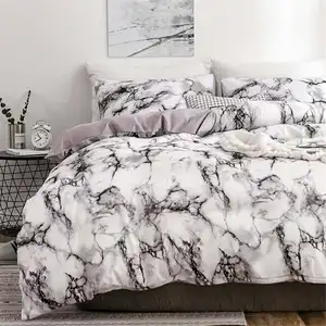 nordic modern style marble pattern printed duvet cover set with pillowcase bedding set double full queen king size bed 5 colors free global shipping