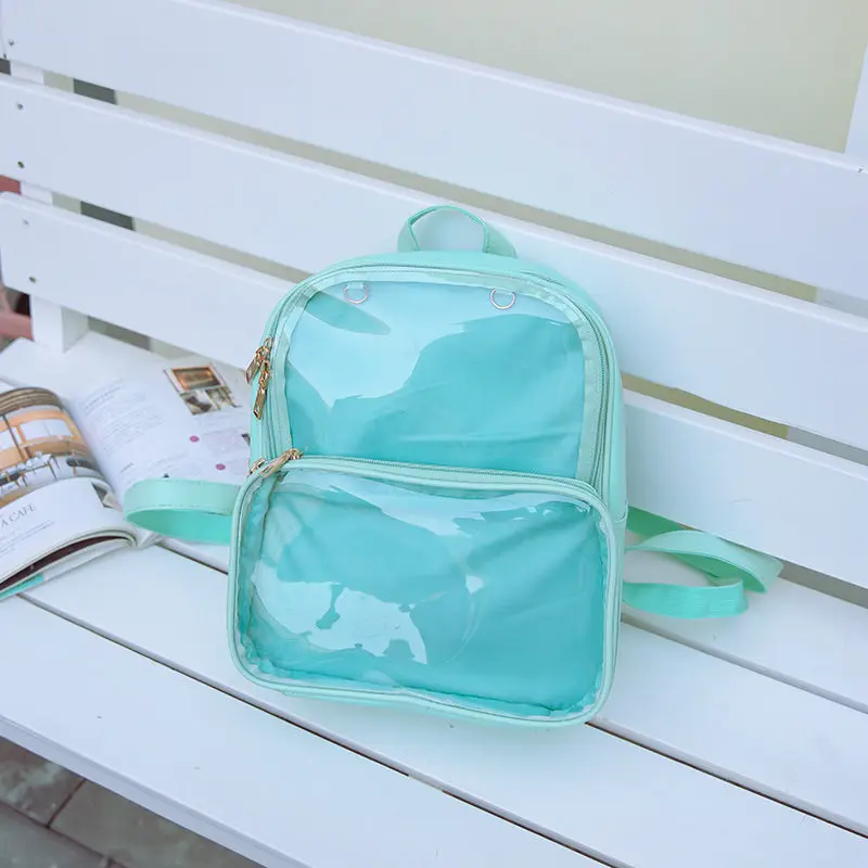 Милые прозрачные женские рюкзаки из ПВХ желеобразные цветные школьные сумки для