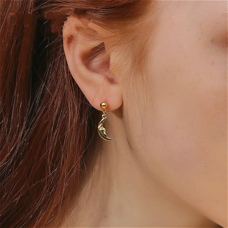 

Flyleaf Moon Drop Earrings For Women 100% 925 Sterling Silver High Quality 18k Gold Fun Fine Earings Fashion Jewelry