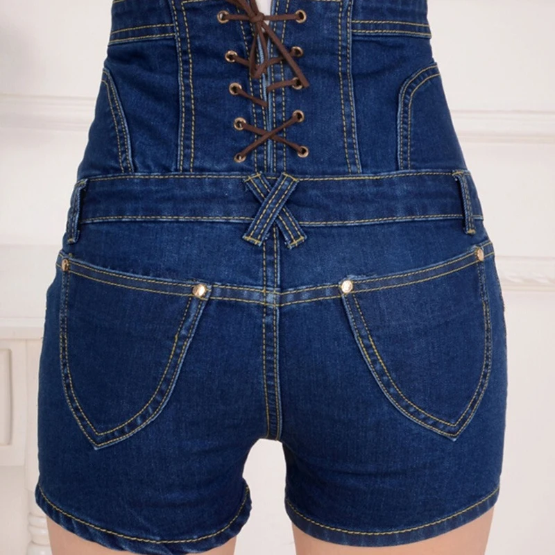 Женские джинсовые шорты 2019 летние с высокой талией на одной пуговице стретч в