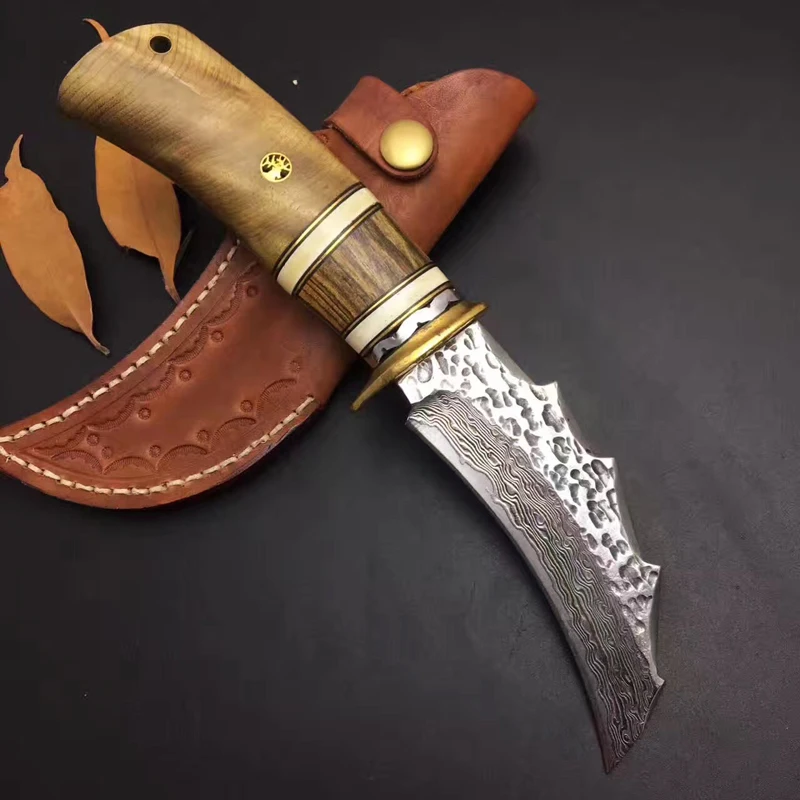 Arrival Collection Gift Damascus Small Fixed Knives Tactical Survival Handmade Mini Hunting Knife Outdoor Camping Rescue Knife. |