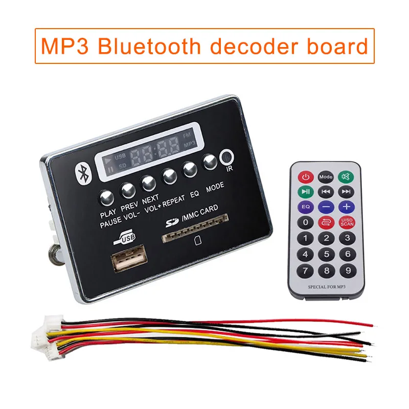 MP3 Bluetooth декодер модуль Плата с пультом дистанционного управления WMA WAV FM радио AUX 5