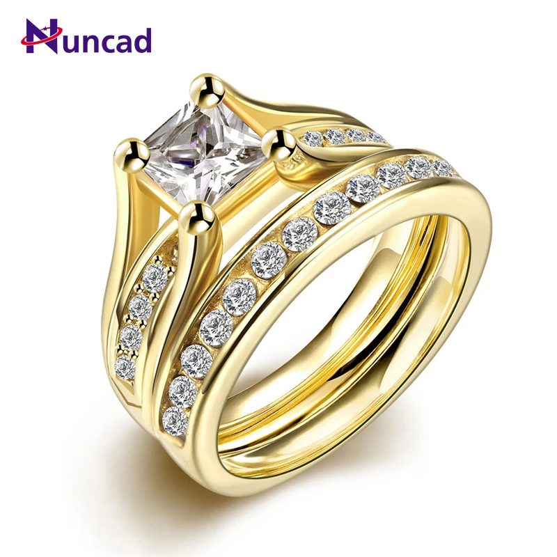 2 шт./компл. модное классическое женское кольцо для помолвки обручальное золотого