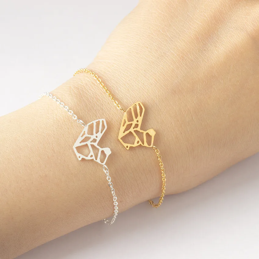 

V Attract 10 PCS Fashoin Lovely Animal Charm Origami Squirrel Bracelet Jewelry Gold Link Chain Pulseira Christmas Gift