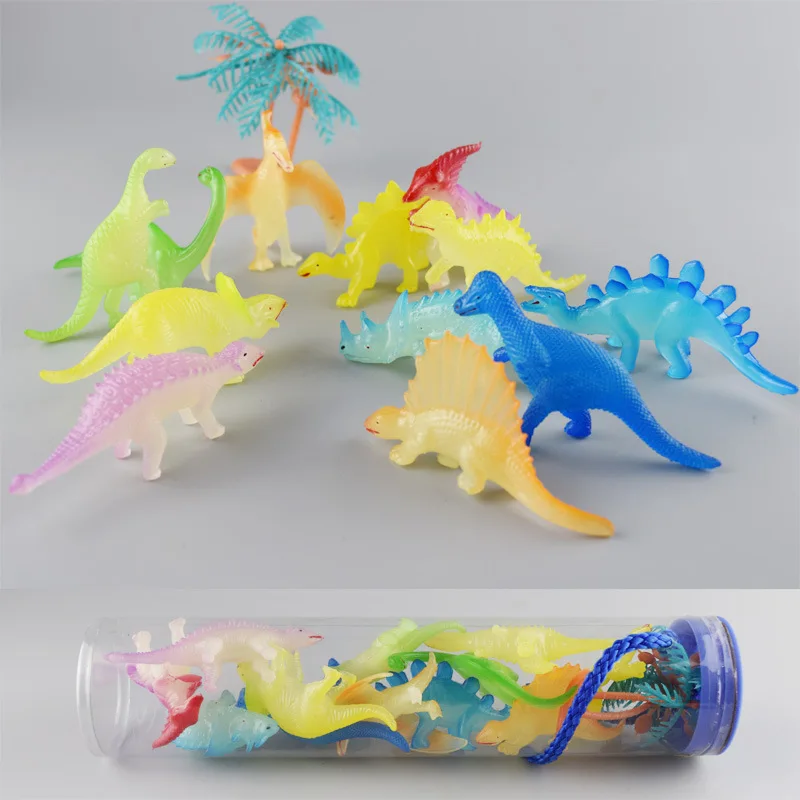 12 шт./лот светящийся игрушечный динозавр пластиковые игровые игрушки светящаяся