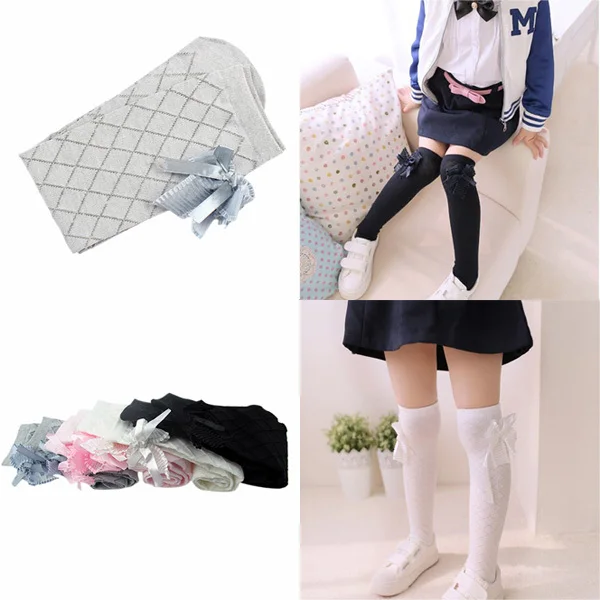 Детские хлопковые колготки для девочек до колена с бантом школы 1 7 лет Лидер