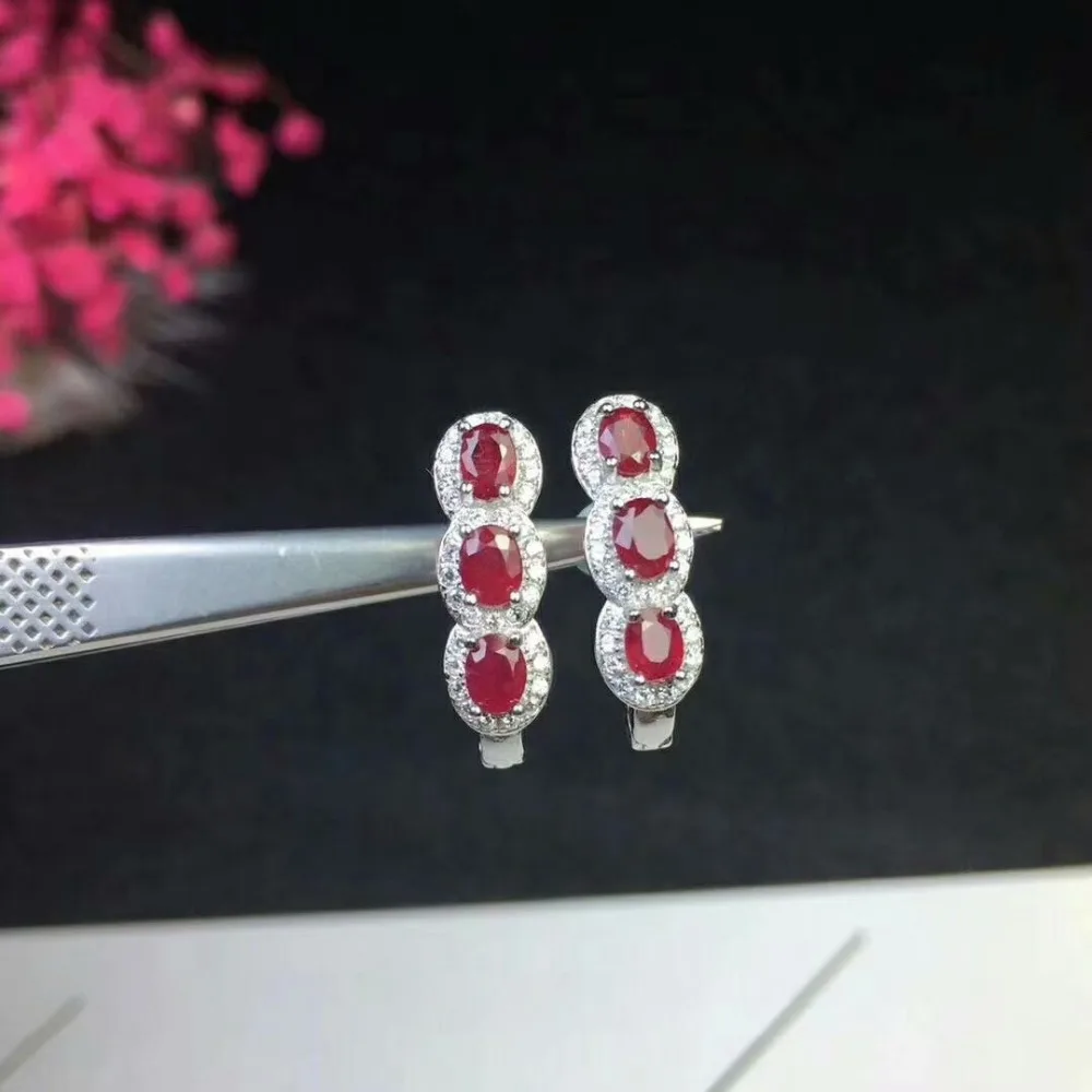 Серьги пусеты shilovem из серебра 925 пробы с натуральным Рубином модные украшения для