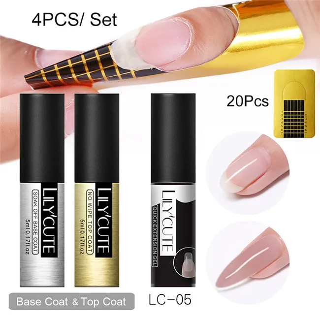 4 Pcs Set 5 LILYCUTE, 5 мл, быстрое удлинение, гель для ногтей, желе, акриловый, поли, УФ-гель, лак, прозрачный, белый, впитывается, УФ-гель для наращивания ногтей - Цвет: 4 Pcs Set 5