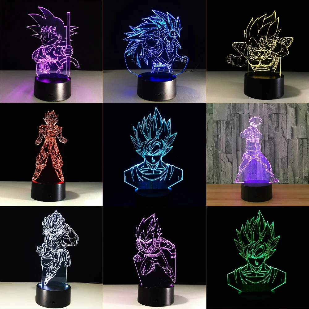 Dragonball мультфильм 3D светодиодный стерео Night Light Создать Настольная лампа с сенсорным 7 цветов изменить огни для фонарь для спальни подарок для детей
