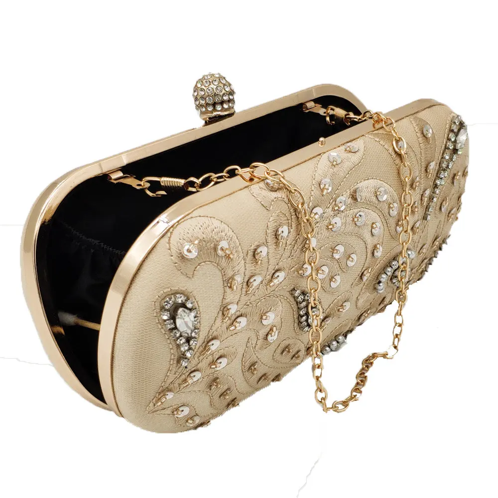 Boutique De FGG винтажные женские вечерние клатчи с блестками и кристаллами, Украшенные бусинами, сумки для невесты, свадебной вечеринки, сумки с бусинами, кошельки
