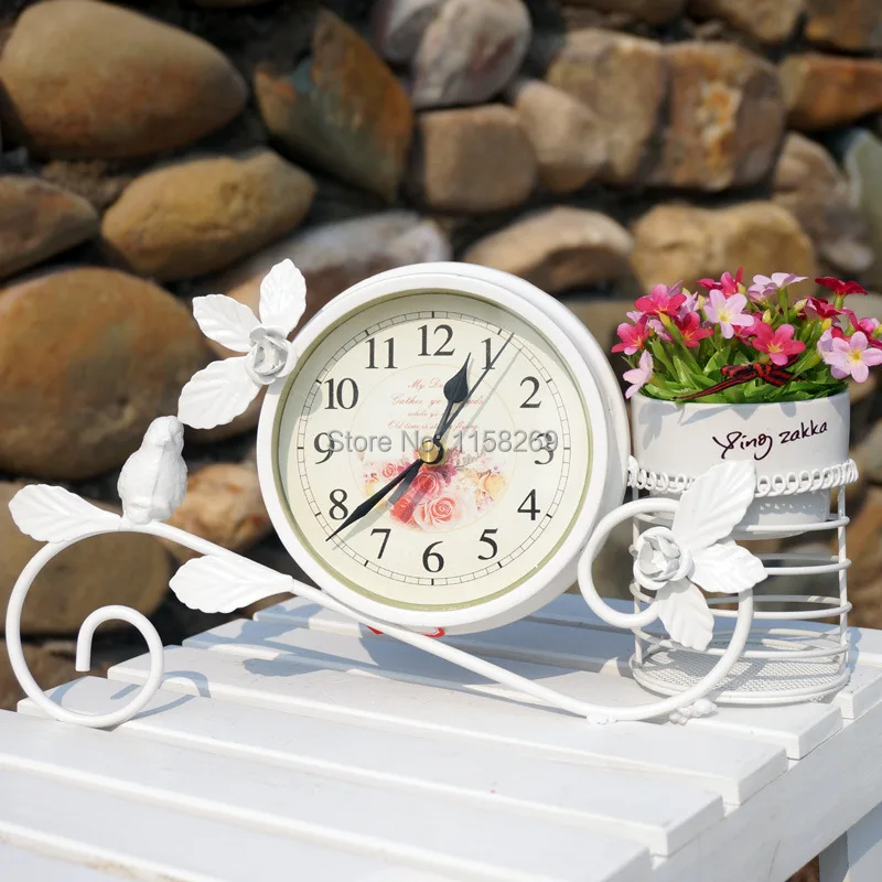 Украшение для дома ручной работы часы в сельском стиле белые.|table clock|clock homedecorative