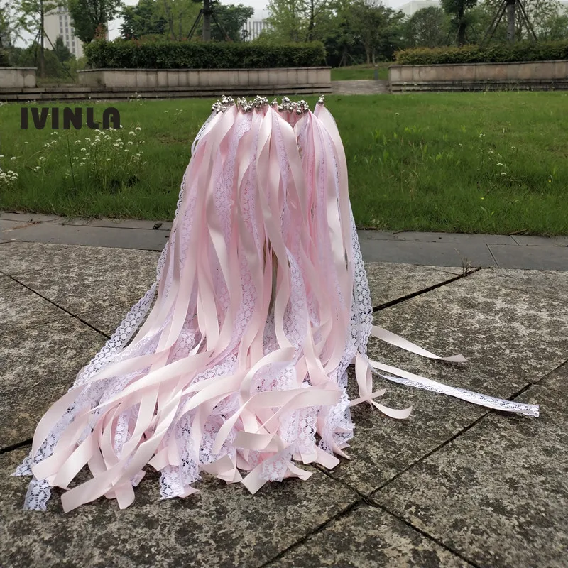 50Pieces/Lot pink wedding wands with lace for Event Party Supplies Wedding | Дом и сад
