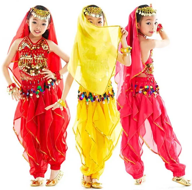 

Kids Belly Dance Costumes Wear Children Dance Clothes Bellydance for Girls Gift Indian Dress 3 Colors 2-6/set Bellydance Clothes
