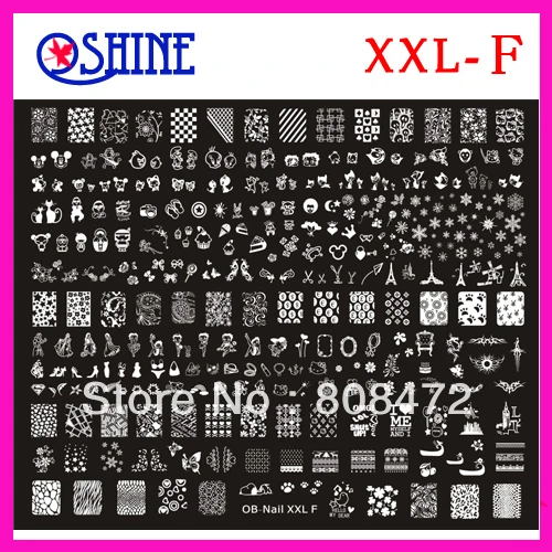 Nail Штамповка размер Большой Шаблона XXL XXL-F Дизайнов Ногтей Bigtemplate DIY диски |