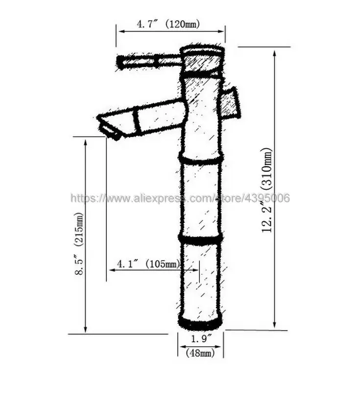 Полированный хромированный смеситель для раковины ванной комнаты бамбуковый с