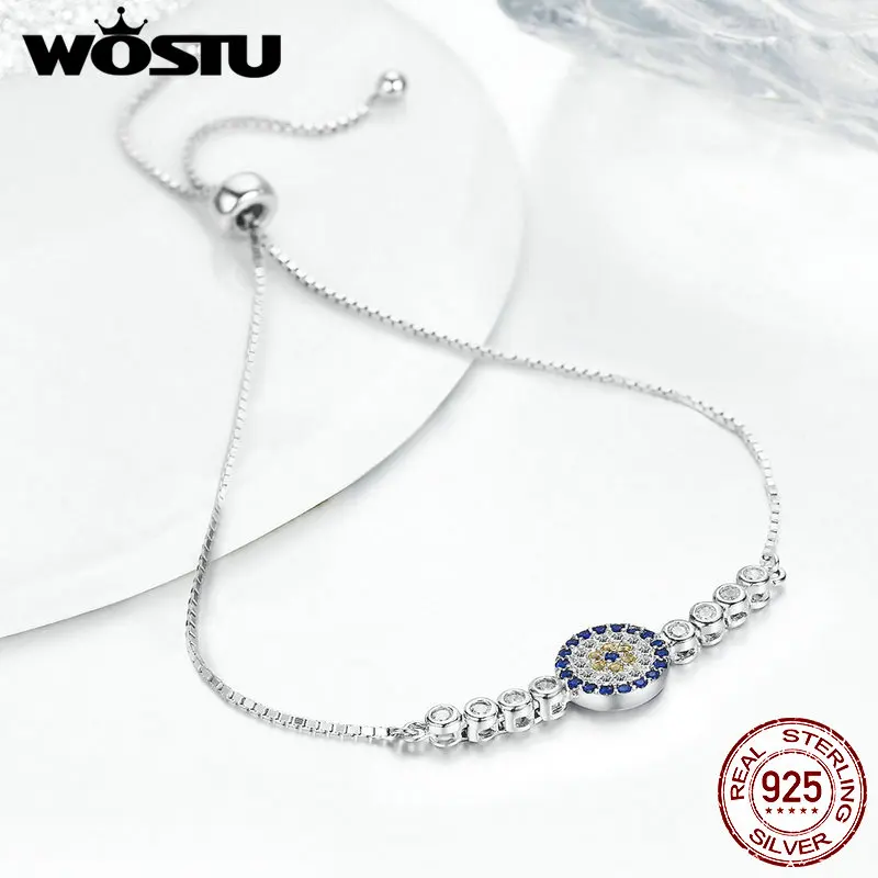 WOSTU Фирменная Новинка Настоящее 925 пробы Серебряный винтажный браслет на цепочке для женщин ювелирные украшения подарок CQB006