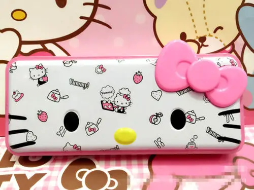 Новая Милая металлическая коробка для ручек и карандашей чехол Hello kitty