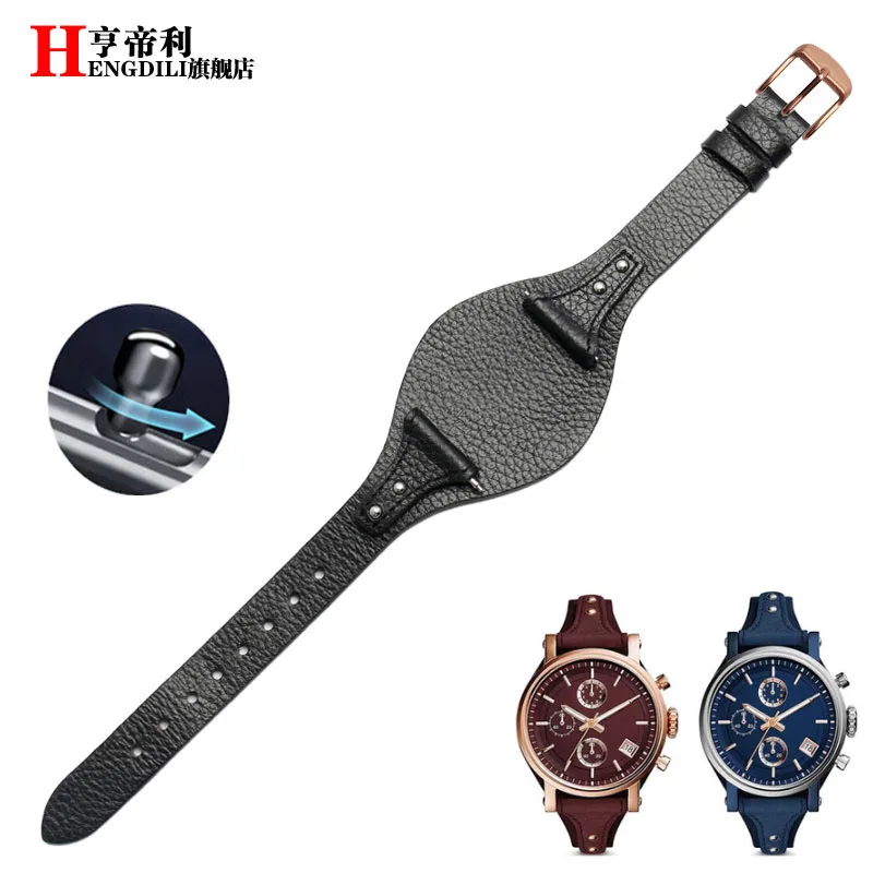 black-RG buckle Первый слой телячьей кожи ремешок для Fossil ES3616 ES3838 ES4114 Женская Серия 18 мм Натуральная кожа ремешок для часов Quick release - Цвет ремешка: black-RG buckle