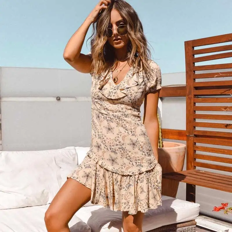 Богемное платье с цветочным принтом на завязке открытой спиной сексуальные
