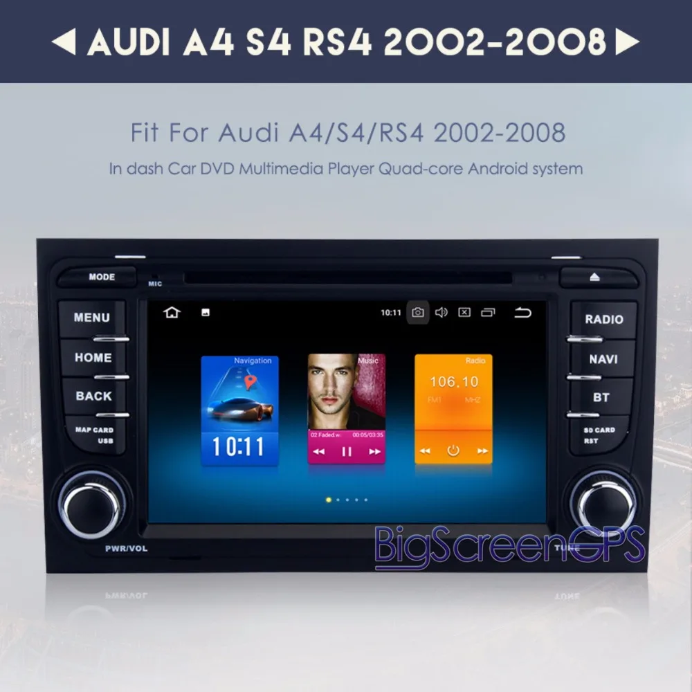 7 &quotAndroid 8 0 Восьмиядерный 2 din автомобильный DVD CD плеер GPS навигация для Audi A4 S4 RS4 2003