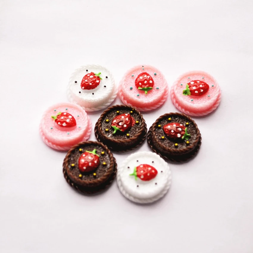 

30pcs DIY Scrapbooking Phone Case Decorative Craft Miniature Artificial Resin Cabochon Strawberry Cake