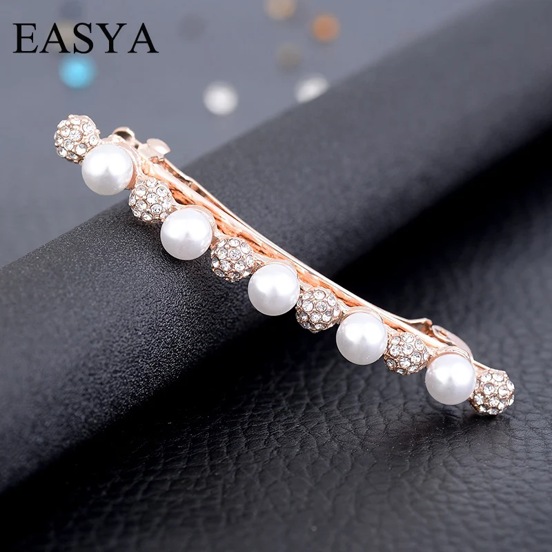 Женская заколка пряжка EASYA элегантная с искусственным жемчугом стразы из сплава
