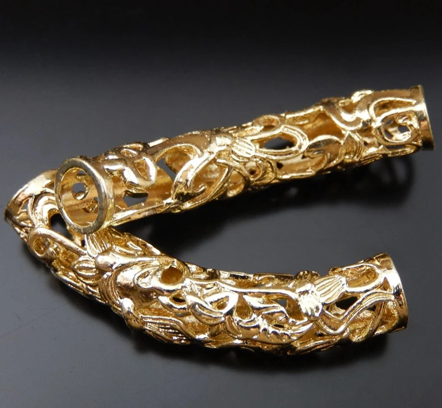 4 шт./лот винтажные подвески в форме трубки из сплава цинка и золота аксессуары