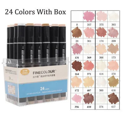 ef102 (24s in box) Finecolour Мягкие кисти ручки художественные маркеры тон кожи Аниме Манга окраска профессиональный технический на спиртовой основе художников ручка EF102 - Цвет: ef102 (24s in box)