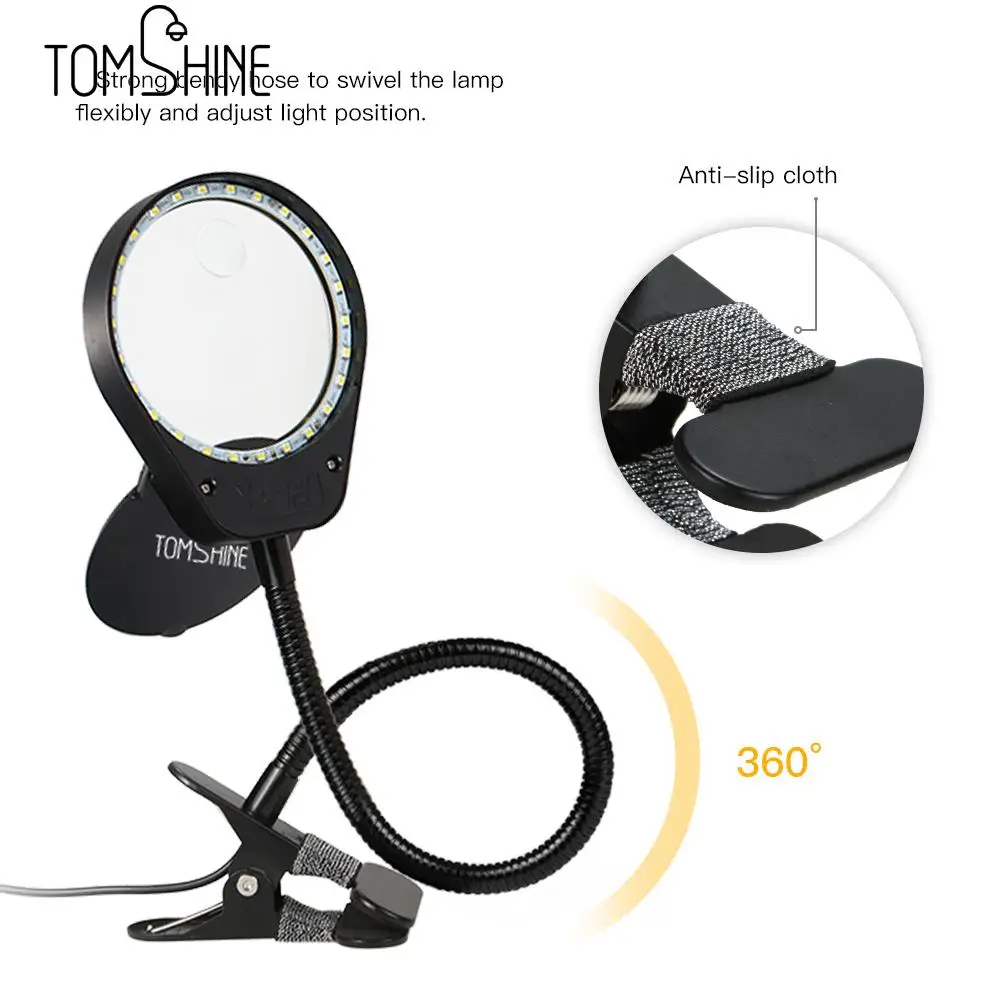 Светодиодный светильник Tomshine 3X/10X увеличительное стекло с зажимом настольная