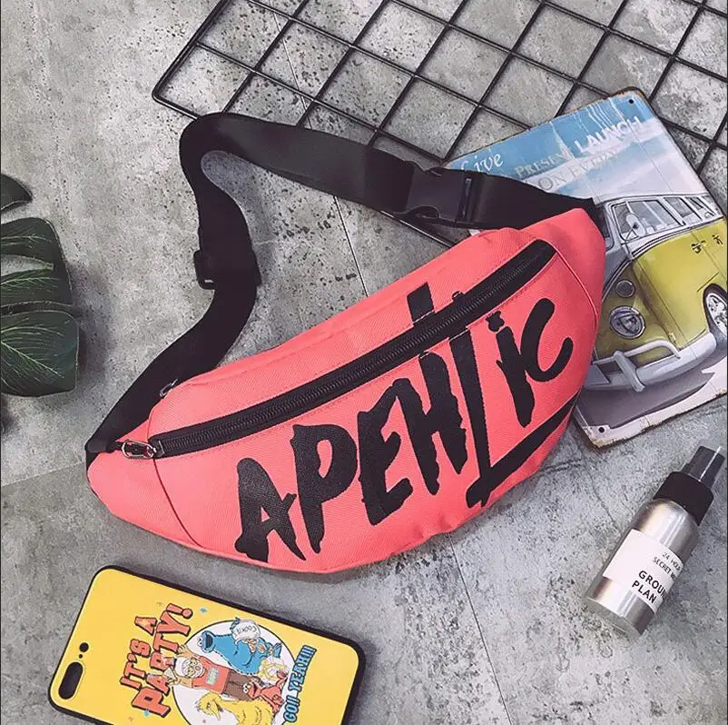 light-red Модные буквы Женская поясная сумка Хип-хоп поясная сумка Harajuku Fanny Pack для женщин мужчин грудь бум Hengreda pacote cintura saco - Цвет: light-red