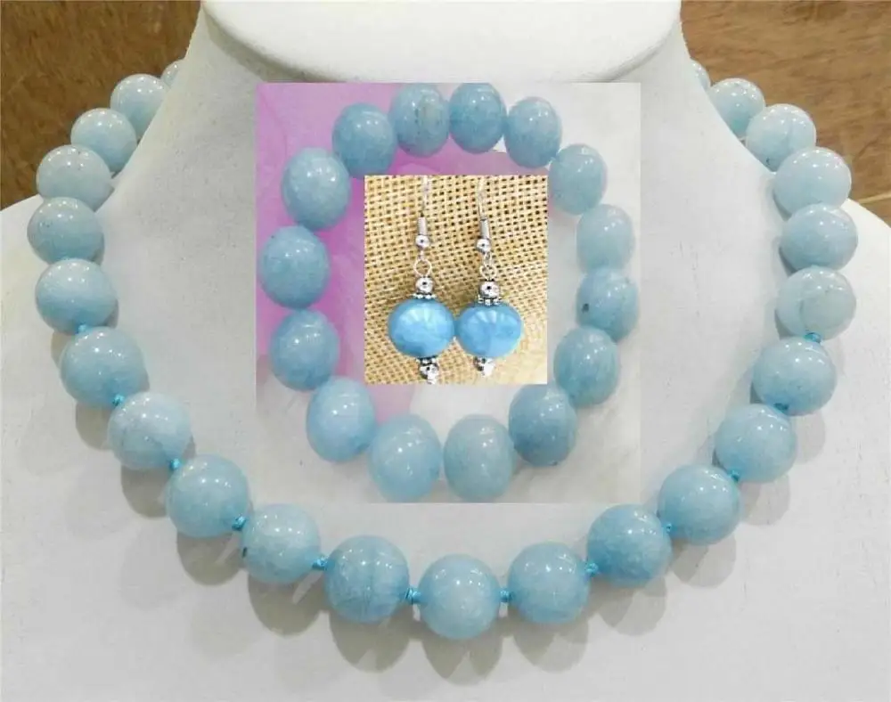 Красивый фиолетовый зеленый 14 мм Аквамарин драгоценные камни бисер NECKLACE18 браслет серьги