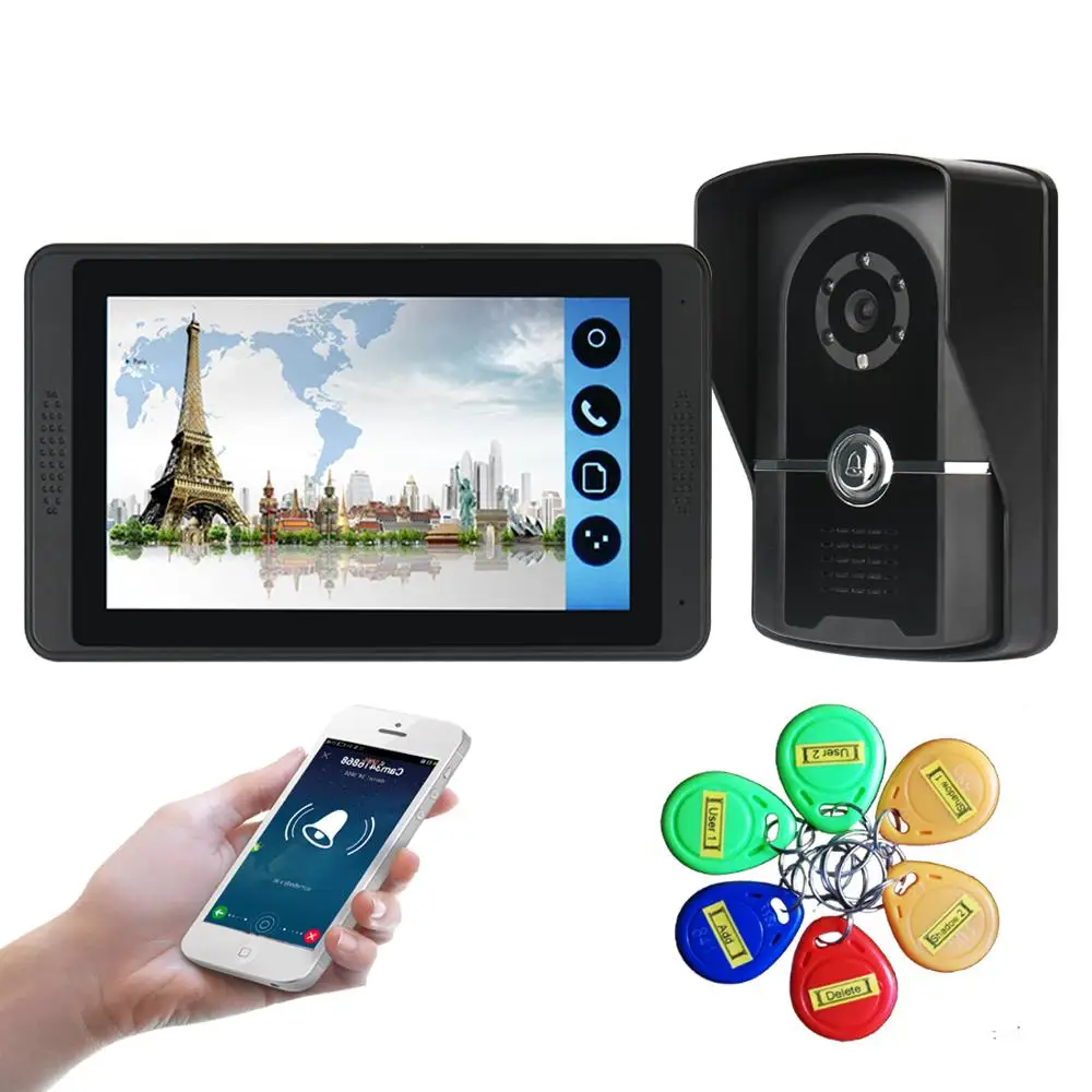 SmartYIBA приложение Управление видео домофон 7 дюймов ЖК дисплей Wi Fi Беспроводной