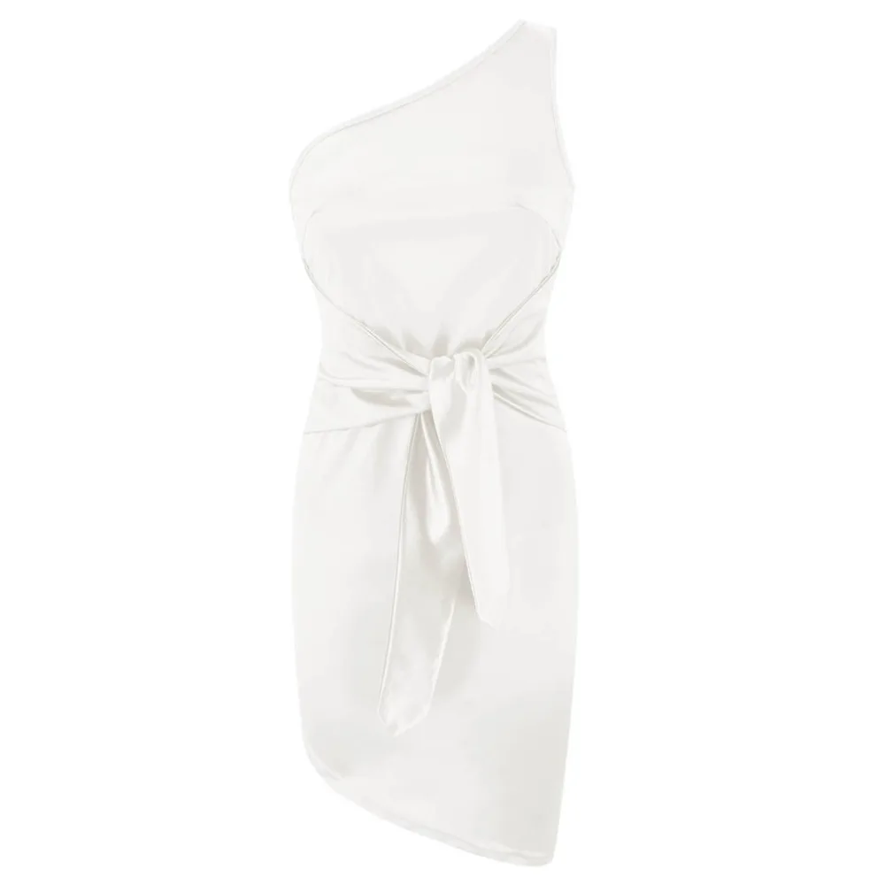 Сексуальное летнее женское платье однотонное без рукавов на одно плечо