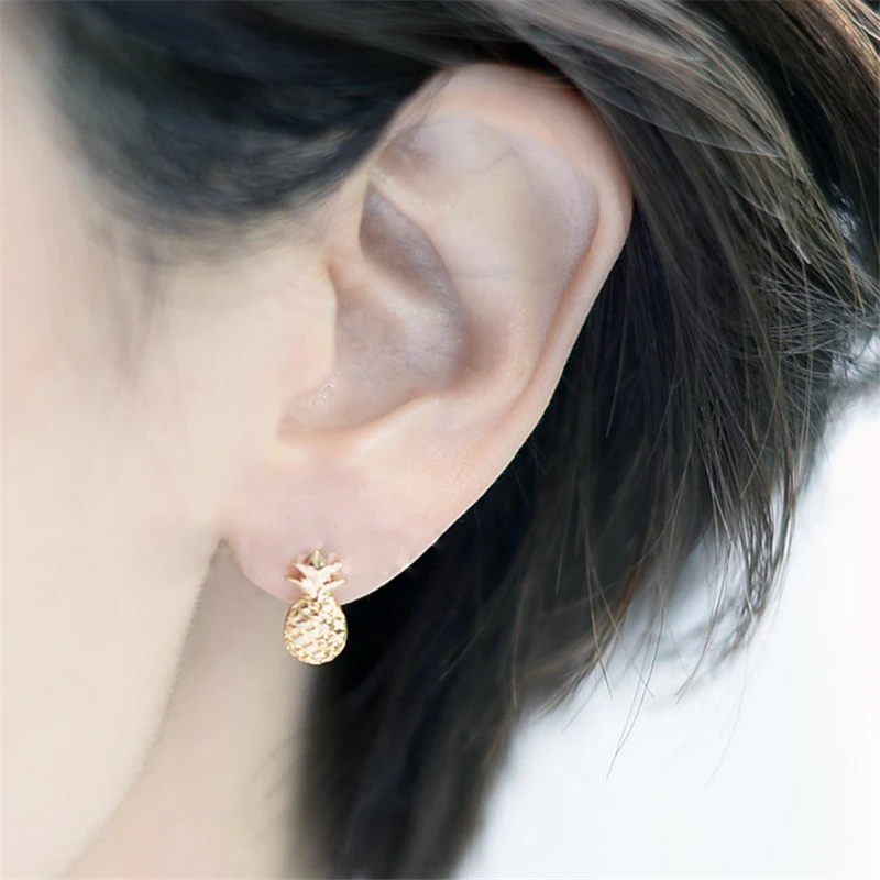 

Fashion Lovely Little Pineapple Ear Studs Beautiful Three-Dimensional Fruit Stud Earrings for Women