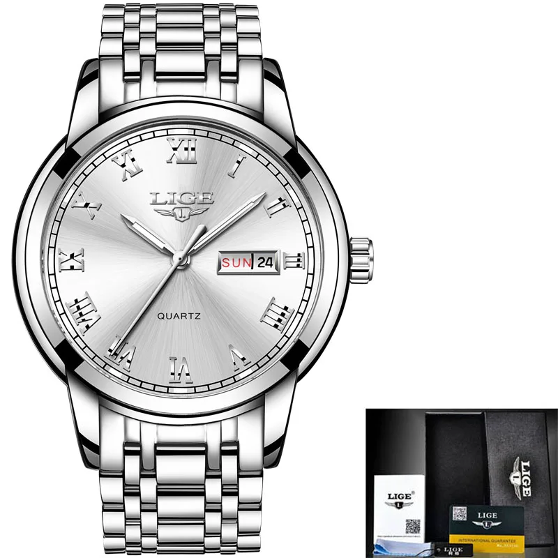 Silver white S LIGE, золотые, синие, парные часы для женщин, кварцевые часы для девушек, Лидирующий бренд, роскошные женские наручные часы, подарок для девушек, часы, Relogio Feminino - Цвет: Silver white S
