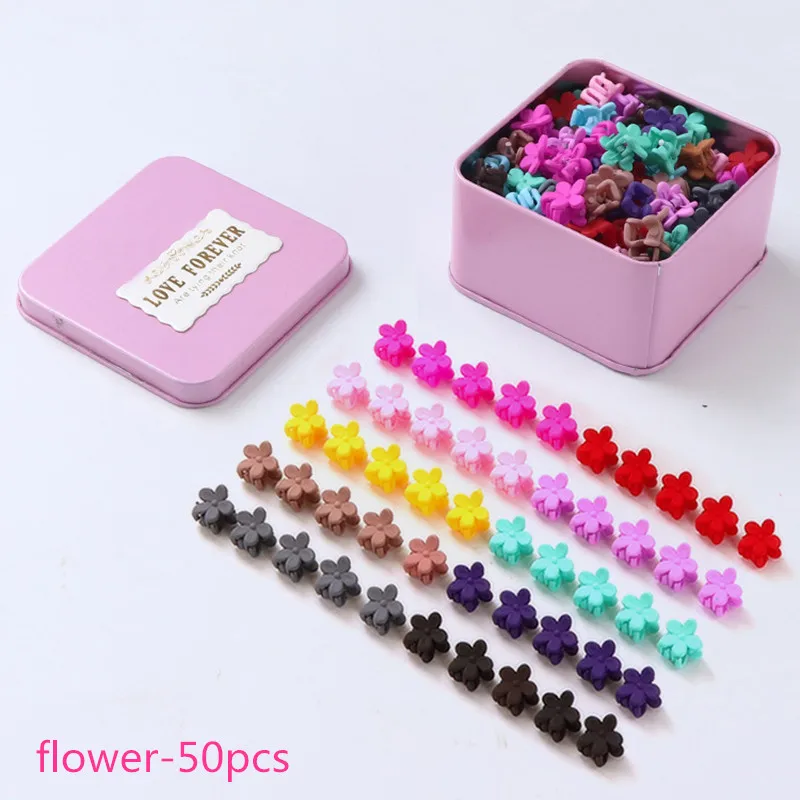 flower-50pcs 50/30 шт. коготь волос цветок корона заколка для волос с кроликом стильная футболка с изображением персонажей видеоигр Детская Женские аксессуары для волос для маленьких девочек подарок на день рождения одной коробке - Цвет: flower-50pcs