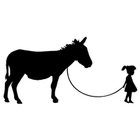 58cm x 25 78cm 2 x girl walking a donkey one for each sidevinyl decal car sticker window wall funny pet mule 13 colors
