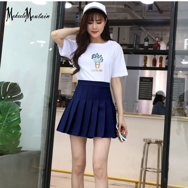 Женская уличная мини юбка Harajuku Летняя короткая черная/Розовая/белая/серая с