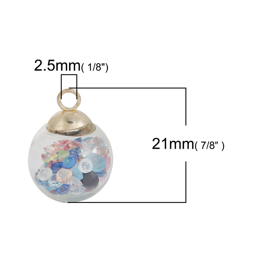 DoreenBeads DIY кулон прозрачный стеклянный глобус бутылка амулеты многоцветные Стразы