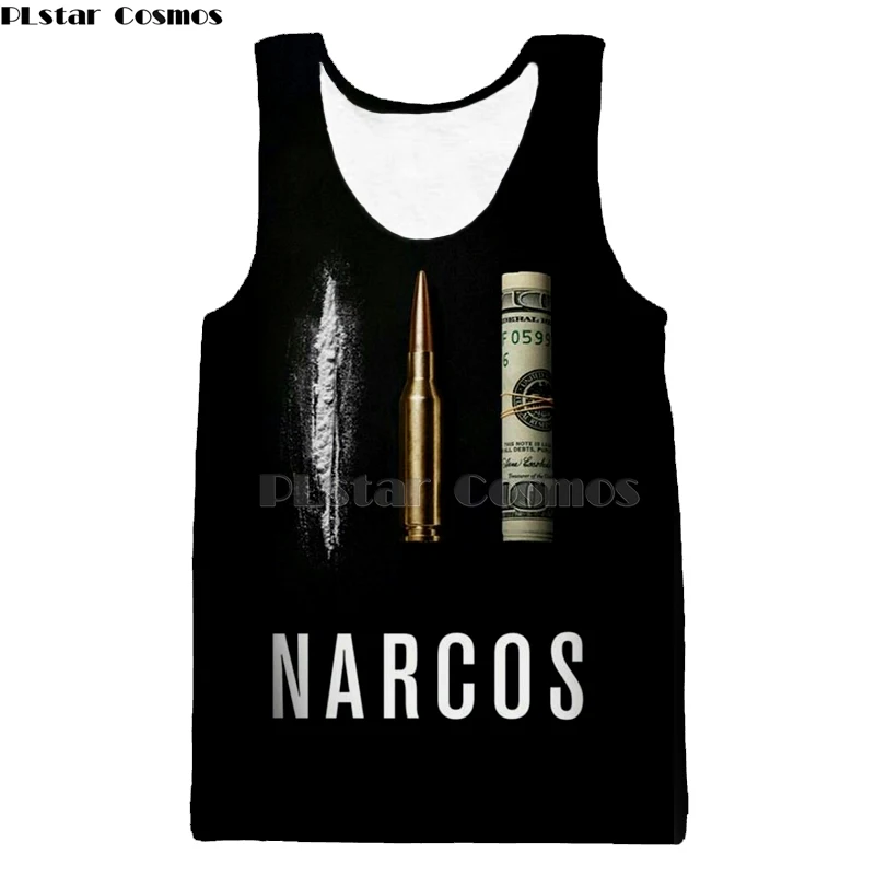 PLstar Cosmos Narcos Pablo Escobar Narcos bullet черный жилет на бретелях мафия хип хоп Мужская рубашка Harajuku уличная
