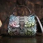 Женская сумка-тоут из натуральной кожи, с тиснением и кисточкой, винтажная, сумки кросс-боди с ручками сверху