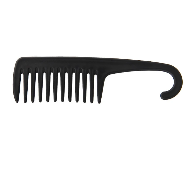 Черная пластиковая щетка для волос широкий гребень зубов с вешалкой