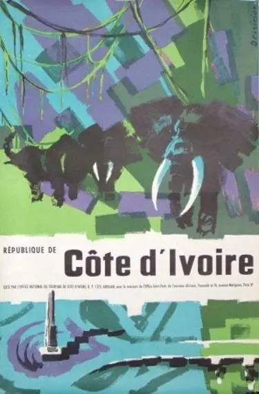 Слон слоновой кости африканская реклама винтажный дорожный плакат ретро