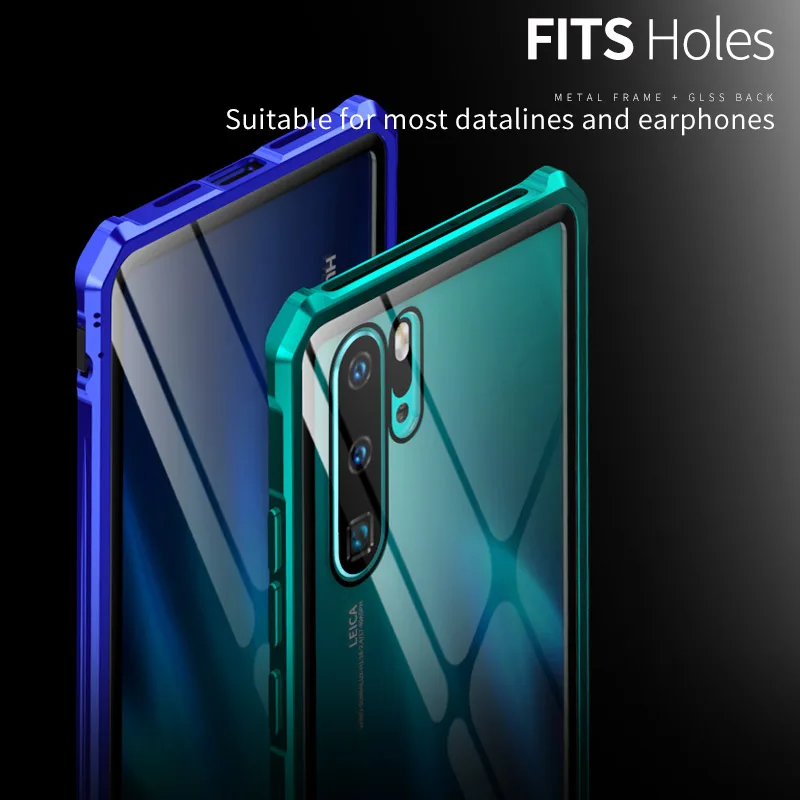 Роскошный Магнитный бампер, чехол для huawei P30 Pro, чехол Lite, рамка для телефона, металлическая броня, стекло, задняя крышка, huawei P30Pro, чехол P30Lite