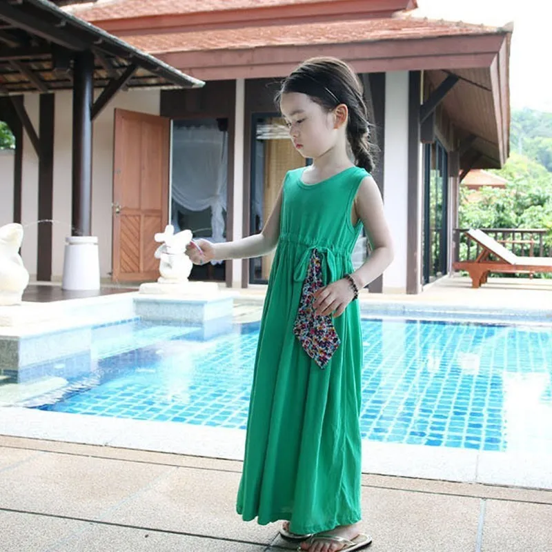 green sumemr dress Одежда для мамы и дочки летнее платье платья для девочек 7 лет, Размер 8 праздничная одежда для детей 10, 12, 14, 16, 18 лет - Цвет: green sumemr dress