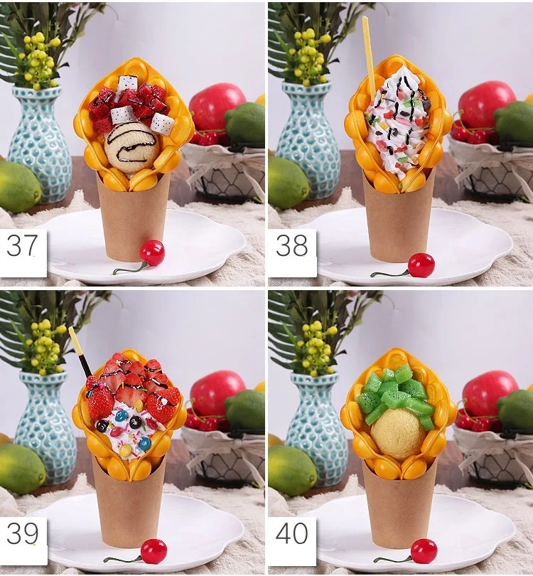 Моделирование мороженое яйцо вафельница модель дисплей поддельные еда Eggettes слоеное яйцо пузырь вафли реквизит украшения