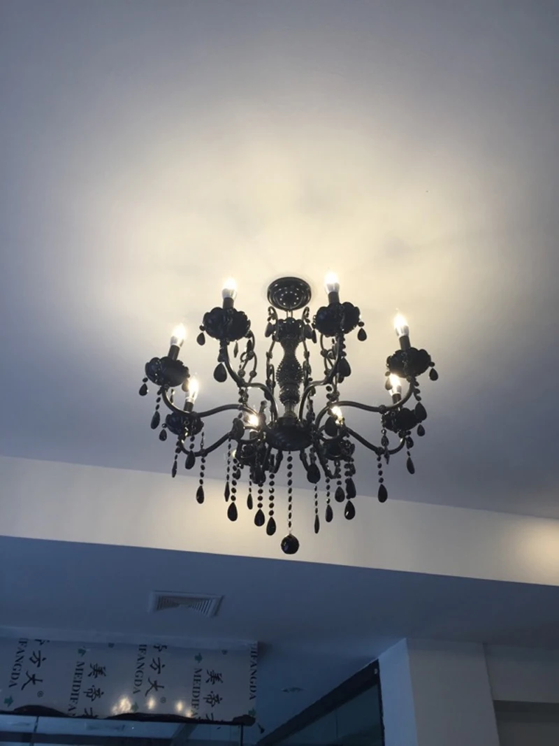 Античный черный хрустальная люстра столовая богемский хрусталь люстры кухня
